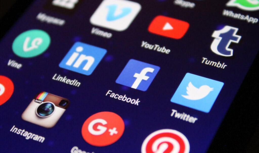 the image shows several social media and web search tools' icons